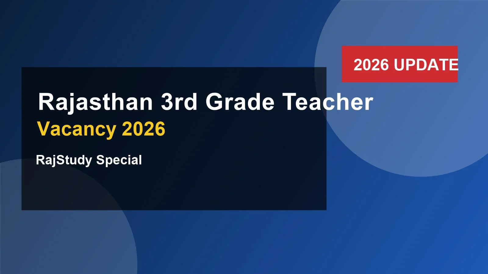 Rajasthan 3rd Grade Teacher Vacancy 2026 2026 complete guide RajStudy