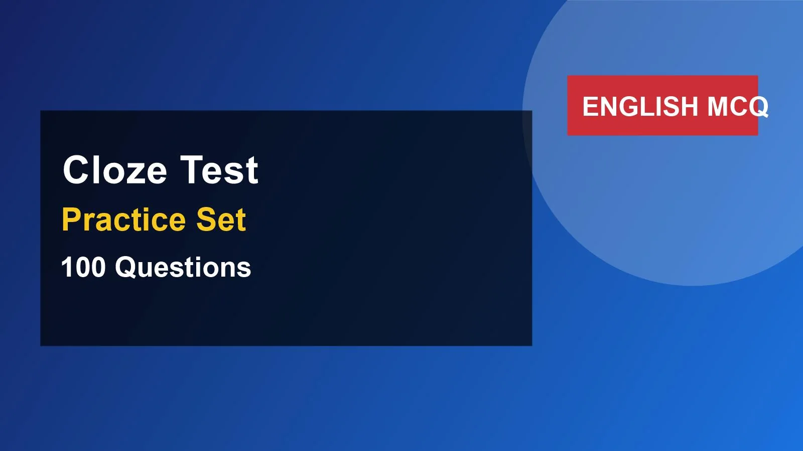 Cloze Test English MCQ Set for SSC & Rajasthan Exams (50 Passages) quiz practice set